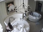 豪华主题房拍霸气纹身社会男爆操身材娇小长发白嫩漂亮女友射了一身精子操完洗洗穿上衣服走人