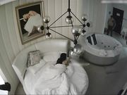 豪华主题房拍霸气纹身社会男爆操身材娇小长发白嫩漂亮女友射了一身精子操完洗洗穿上衣服走人