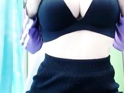 身材不错大奶萌妹紫衣长裙家里阳台拨开内裤露逼逼小秀很是诱惑喜欢不要错过