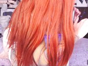 万圣节国外红发长腿美女小丑妆 情趣吊带戴口塞炮击抽插自慰视讯秀