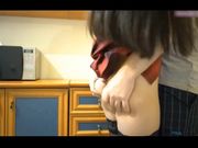 童颜混血大眼小仙女系列之宽松红衬衫配性感黑丝